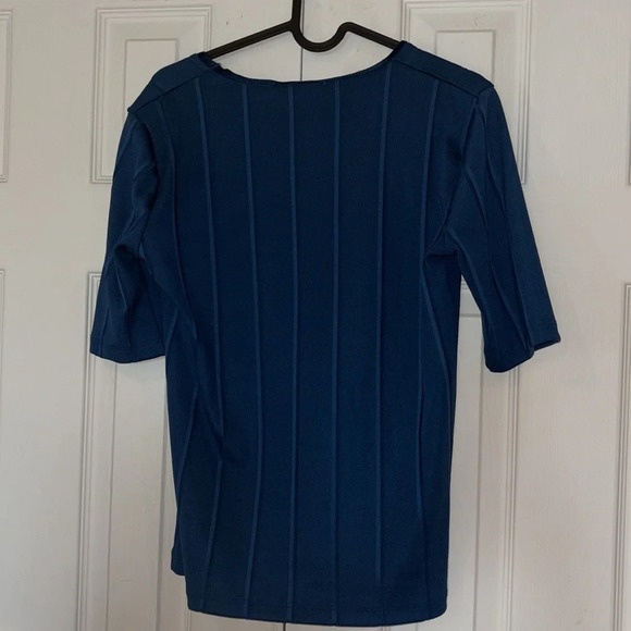 Mango rib knit 3/4 sleeves v neck top Sz S - Picture 11 of 13